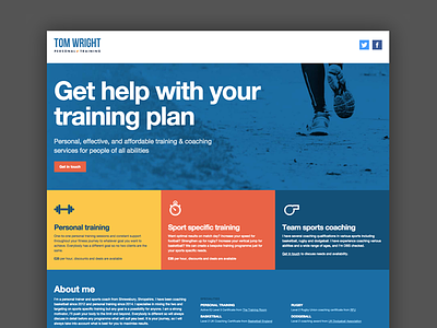 Tom Wright Personal Training big type fitness helvetica one page svg