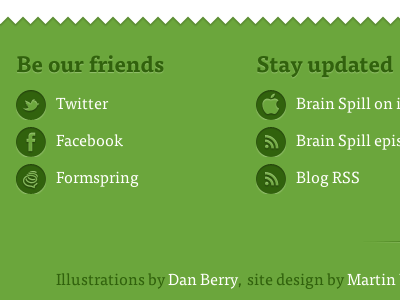 Green footer credit facebook footer icons social twitter