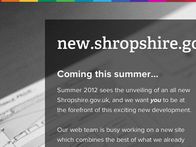 new.shropshire.gov.uk black and white coming soon grain noise photo rainbow