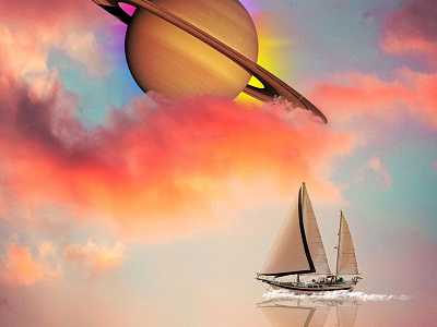 Sailing Around Saturn (cropped) clouds sailboat sailing sailing ship saturn