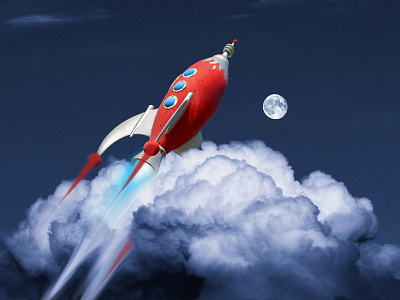DreamCloud cloud illustration moon photoshop rocket
