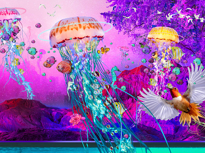 Jellyfish Lake colorful design illustration photoshop