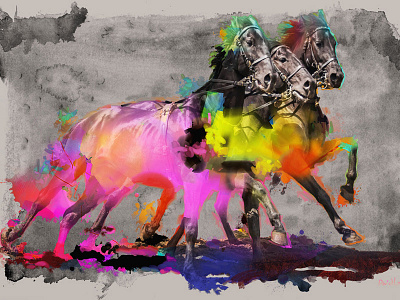 Painted Horses animals colorful horse photoshop