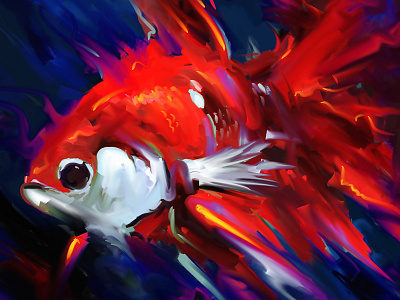 Red fish artrage fish illustration ocean painting red sea tropical underwater