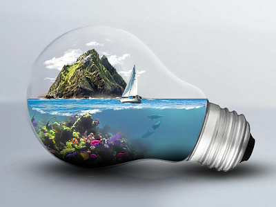 Lightbulb Island boat clouds island nature ocean reef sail sea