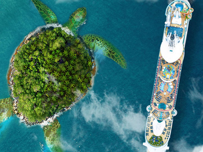 Cruising by Turtle Island beach cruiseship ocean photoshop sea ship travel turtle water