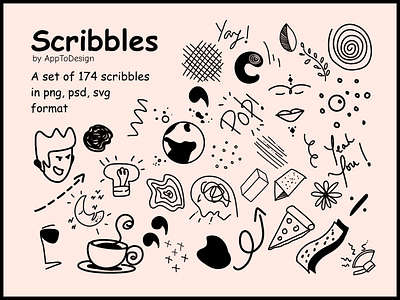 Scribbles - Vector Pack of 174 Random Hand Drawn Doodles