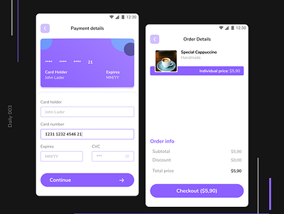 Daily 003 - Credit Card Checkout app checkout design figma mobile ui