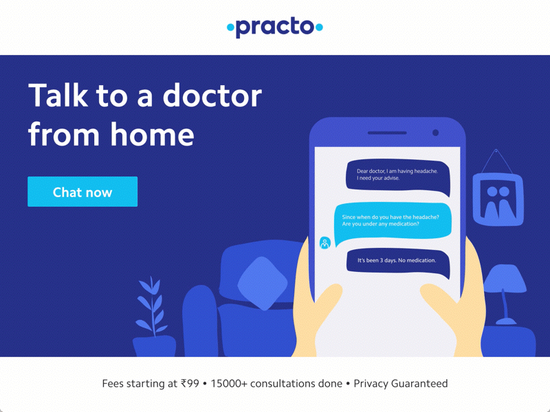 Practo Consult chat chatting consult doctor home home-page office park practo work