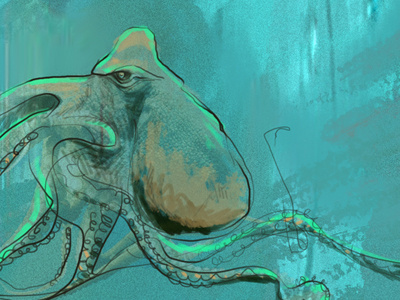 Calendar 2013 November - Octopusss beast blue deep green illustration illustrator invertebrate monster ocean octopopus sea tentacles