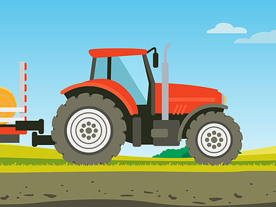 NFU Tractor bright countryside farm farming field hay illustration illustrator rural tractor vector vehicle