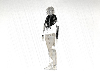 Missing Parts black and white character depression drawing editorial female fragmented girl grey hand drawn illustration illustrator ink pen person piece rain wash water woman