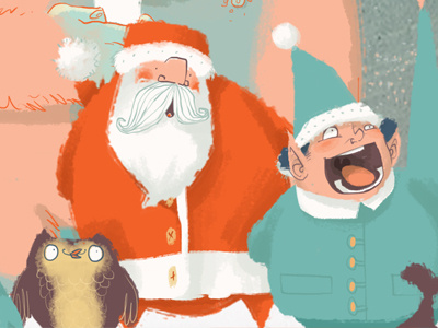 Christmas desktop snippet carols christmas elf elves father christmas illustration illustrator owl santa seasonal singing winter
