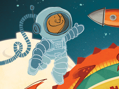 Boys Doodle Book detail 1 astronaut bold book bright childrens cover fun illustration illustrator kids space spaceman