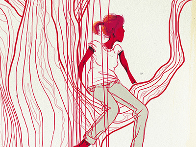 The Tree branches daydream digital girl illustration illustrator photoshop red thinking thoughtful tree woman