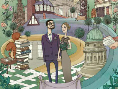 Leonie and Nick bespoke wedding illustration couple illustration illustrator love marriage pencil romance wash wedding