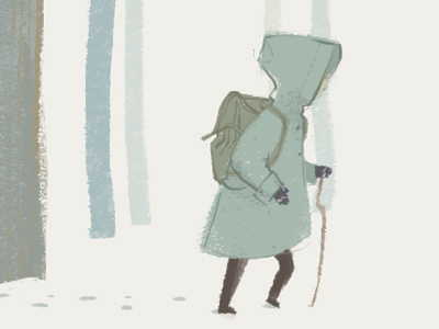 Winter Walker digital art hiking illustration illustrator snow trail trees walker walking winter woodland woods
