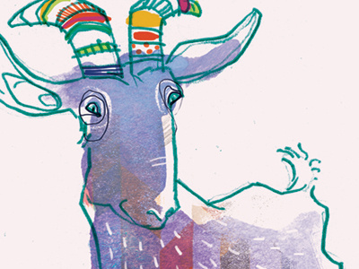 Rainbow Goat animal bright colourful farm goat illustrated illustration illustrator multicolour pencil rainbow wash
