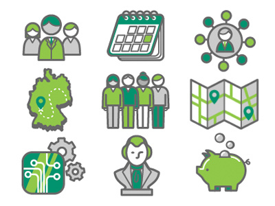 Biontech Icon Pack business employees graphic green grey icon illustration illustrator manager pack set vector