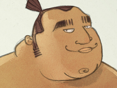 Sumo character 1 character drawing fat illustration illustrator large line man pencil smiling sumo wrestler