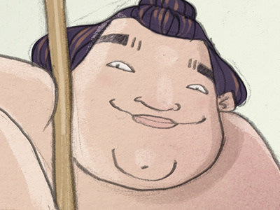 Sumo character 3 character drawing fat illustration illustrator large line man pencil smiling sumo wrestler