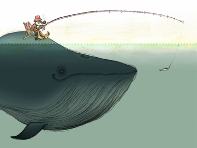 Whale fishing green illustration ocean whale