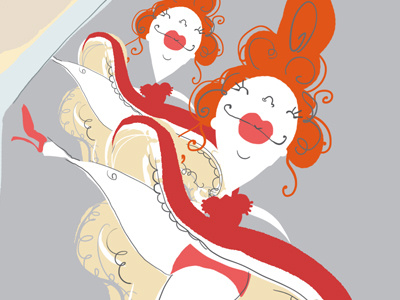 She Can Can burlesque character dancer dancers dancing illustration illustrator show