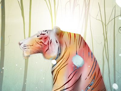 Calendar desktop February 2013 forest illustration illustrator tiger winter woodland