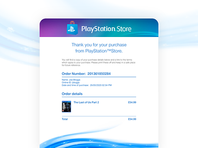 Daily UI 017 adobe xd adobexd dailyui dailyui017 design email email design email receipt emailer playstation ui ux