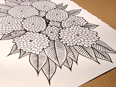 Flower doodle - finished doodle floral flowers illustration pen