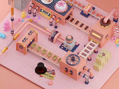 Chocolate Factory Illustration 3d illustration