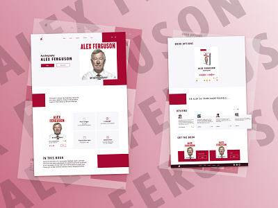 Home page selling the autobiography of Sir Alex Ferguson. figma ui