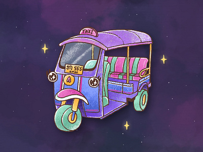 Thai Tuk Tuk affinity designer art automobile car cartoon character colourful crayon cute design illustration ipad pro art taxi thai thailand tuk tuk