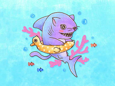 Shark Cat affinity designer art cartoon cat chalk art character colourful coral crayon cute duck fish hand drawing ipad pro art sea sea life shark underwater