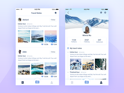 Travel notes app blue