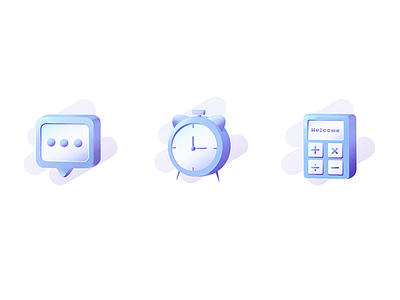 Icon clock，blue color，icon， message，alarm