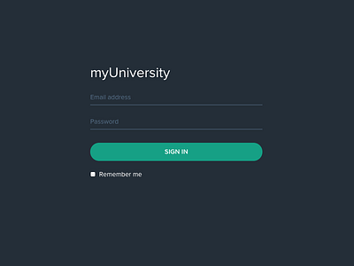 myUniversity Login Form button cms form interface login sign in ui university web app