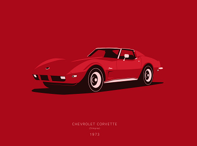 1973 Corvette Stingray poster art classic design flat illustration illustrator minimal musclecar vector vintage web
