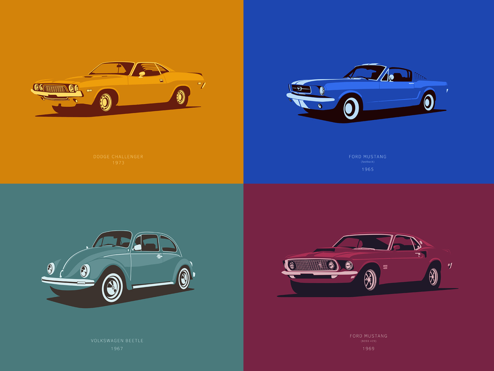 Classic cars posters set by Patryk Różański on Dribbble