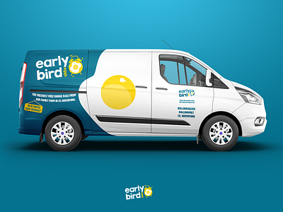 Early Bird Eggs partial wrap advertising eggs fresh partial van vehicle wrap