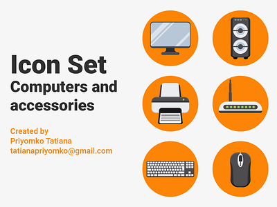 Icon Set Computers and accessories computer design flat icon icon set illustrator vector