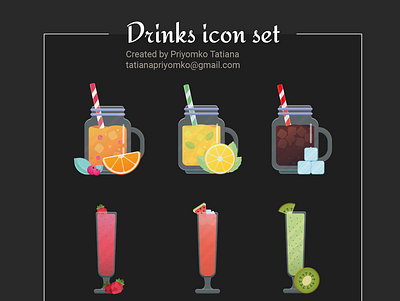 Drinks icon set design drinks flat icon icon set vector