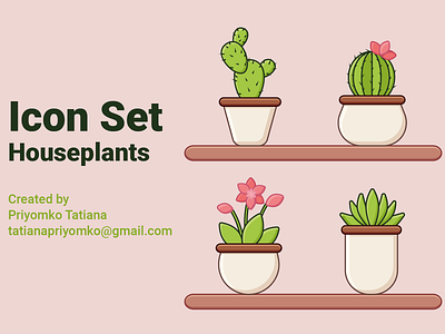 Icon Set Houseplants design flat houseplant icon icon set vector
