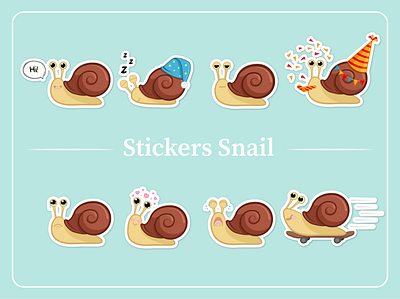 "Snail" sticker set design flat illustrator sticker sticker set vector