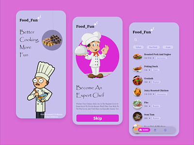 Food Fun adobe xd app design flat design food food app mobile recipe simple ui ui