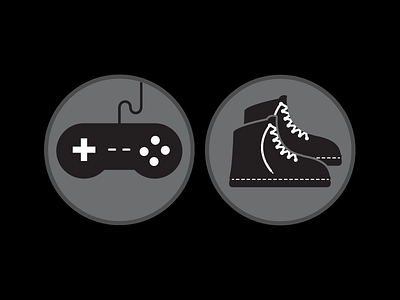 Screen Time -VS- Play Time b&w black white games icons illutration sneakers vector video