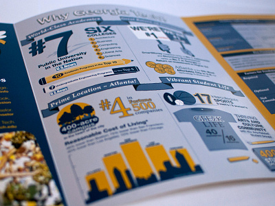 Georgia Tech Information Graphic ~ PRINTED blue graphic hand hand drawn illustration infographic information pms124 pms539 print simple statistics type vectors yellow