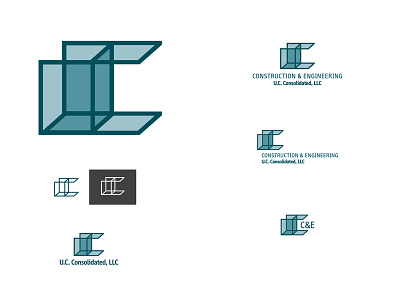 U.C. Consolidated Logo construction engineering logo one color simple vector