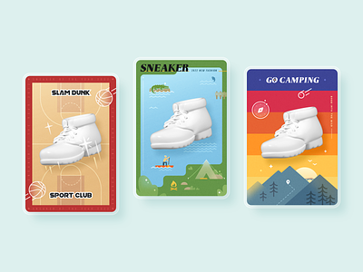 Sneaker Cards UI app camping china design icon illustration interface logo mobile rex ui