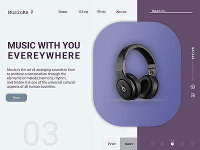 MusicKa app art branding headphone landing page music music app photoshop purple typography ui ux web